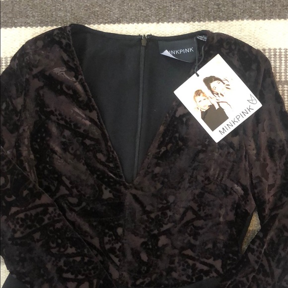 Mink Pink Velvet Long Sleeve Romper - Picture 2 of 5